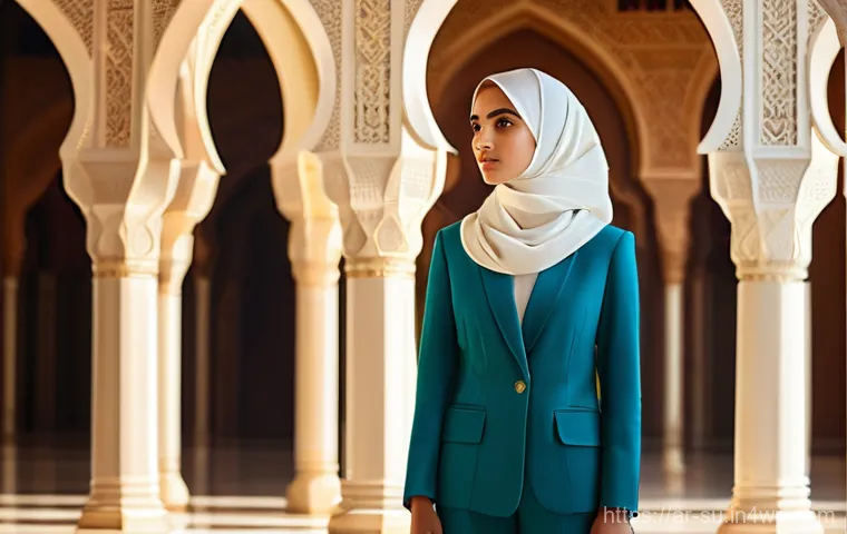 상황별 대화에서의 효과적인 질문 기술 - **Prompt 1: The Pathways of Insightful Questions**
A sophisticated young Arab woman, wearing an ...