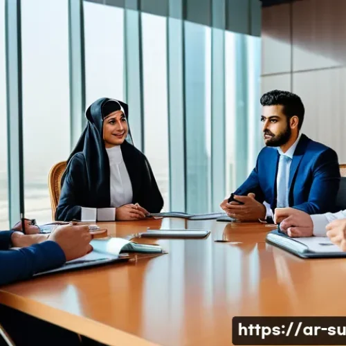 Home 32 상황 맥락화 커뮤니케이션의 평가 및 피드백 - A professional Arabic business meeting scene in a modern, quiet conference room in Riyadh, Saudi Ara...