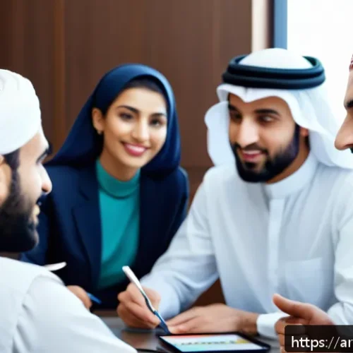 Home 30 상황 맥락화 커뮤니케이션의 장점 - A professional multicultural business meeting scene in a modern office, featuring diverse Arabic-spe...