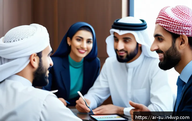 상황 맥락화 커뮤니케이션의 장점 - A professional multicultural business meeting scene in a modern office, featuring diverse Arabic-spe...